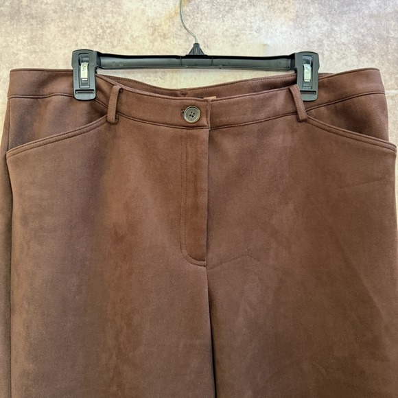 Tommy Hilfiger faux suede Brown Bootcut Stretch Pants women Size 16 - Picture 2 of 13